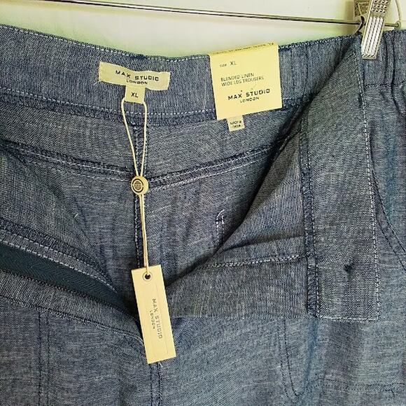 Max Studio Linen Blend Wide Leg Pants Womens XL High Rise NWT - Picture 1 of 8